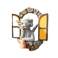 Nordique jardin décor nouvelle fenêtre Dragon lecture Statue résine artisanat porte ouverture Dragon Statue