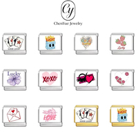 Nouveauté 2026 Pendentifs en acier inoxydable, motifs romantiques, fleurs, frites, poker, pour bracelets modulaires et accessoires de bijoux DIY