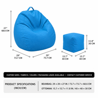 Großhandel Lazy Sofa Sitzsack-Set Vakuumkomprimiert Wasserdicht Nautisch Hellblau mit Ottoman für Garten und Terrasse