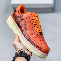 Chaussures de skate AF1 Air Force Skeleton originales, avec coussin d'air intégré, bout rond, semelle extérieure en caoutchouc, unisexe, décontractées, thème Halloween