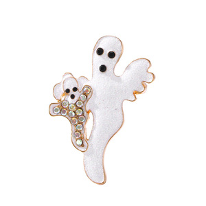Halloween Decoration Accessories <b>Pins</b> White Ghost Jewelry <b>Brooch</b> With Rhinestone for Clothing - Product Image 5