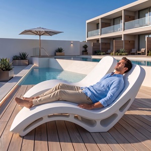 Fiberglass Outdoor Modern Sun Lounger Daybed with <b>Cushions</b> UV Resistant Patio Poolside Seating - Product Image 1