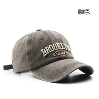 Gorra de béisbol de 6 paneles lavada vintage personalizada con logotipo bordado, sombrilla de viaje ajustada al aire libre, patrón tipo letra