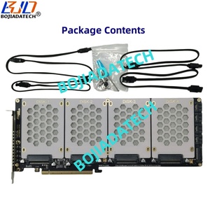 การ์ดแปลง PCIe 3.0 PCI-E 4.0 16X เป็น 4 พอร์ต U.2 SFF-8639 NVME และ SSD ขนาด 2.5 นิ้ว (รองรับการแยกสัญญาณ X4x4x4x4 บนเมนบอร์ด) PCIe 3.0 - Product Image 6