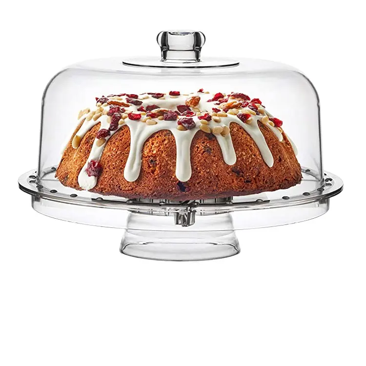 Acryl Clear Cake Stand Met Dome Cover Multi-Functionele Serveerschaal En Taart Plaat Voor Bruidstaarten