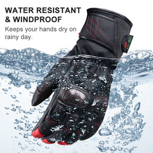 Guantes de PU con calefacción eléctrica, guantes calefactables con puños ajustables a prueba de viento impermeables interiores de terciopelo cálido - Product Image 4