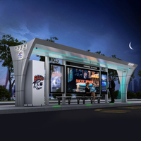 Station de bus solaire moderne intelligente en acier inoxydable de haute qualité personnalisée avec affichage numérique LED/LCD et boîte lumineuse publicitaire