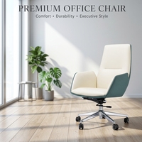 Chaise de bureau moderne pivotante en cuir, réglable en hauteur, avec base chromée, idéale pour les salles de conférence, les bureaux de direction et le télétravail – Offre Spéciale