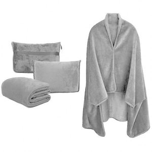 Wholesale 2-In-1 Foldable Multifunctional <b>Cushion</b> <b>Storage</b> Blanket Office Shawl Flannel Cape Blanket - Product Image 6
