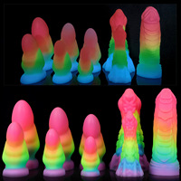 Dildos colorés qui brillent dans le noir, plugs anaux de formes uniques, dildos fluorescents, jouets de masturbation pour adultes pour hommes et femmes