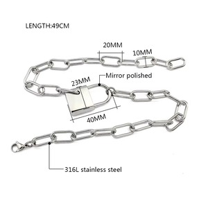 Haute qualité chaîne et lien ruban collier serrure pendentif en acier inoxydable collier de luxe fête de mariage bijoux cadeau de vacances - Product Image 3