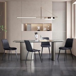 Nordic Style Upholstered <b>Dining</b> <b>Chair</b> Black Quilted Design Modern Home Living Room Hotel Use - Product Image 2