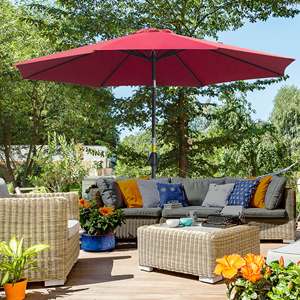 Outsunny Parasol de jardin 3x2.5 m inclinable avec poteau amovible, en métal et polyester rouge foncé - Product Image 2