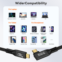 Cable DE DATOS Coaxial USB de ángulo recto Thunderbolt 4,0, 1m, 2M, 8K, espejo de pantalla, 240W, micrófono USB rápido para amplificador de Monitor