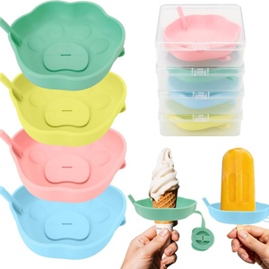 Supports à sucettes glacées en silicone, sans BPA, anti-déversement pour cornets de crème glacée avec paille, réutilisables - Product Image 2