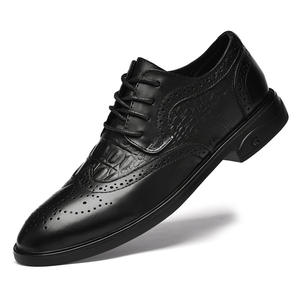 Chaussures en cuir pour hommes, nouvelle collection, en cuir de vachette pleine fleur, style brogue, à lacets, grandes tailles, décontractées, respirantes, antidérapantes, authentiques, pour l'automne - Product Image 1