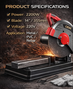 Scie à découper électrique 2500 W, scie à découper industrielle 355 MM, coupeur abrasif pour usage professionnel, scie oscillante motorisée pour métal - Product Image 5