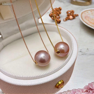 Collier chaîne queue de renard J&C de haute qualité plaqué or avec perle d'eau douce naturelle blanche Edison de 10-11 mm - Product Image 3