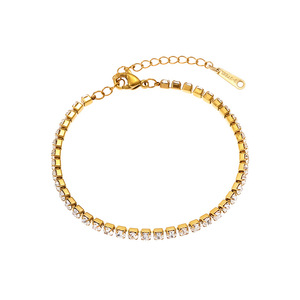 Pulsera de tenis impermeable de acero inoxidable con oro PVD de 18K y circonitas cúbicas brillantes, joyería fina de moda para mujer - Product Image 5