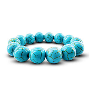 Europese Amerikaanse grensoverschrijdende hot sale <span class=keywords><strong>turquoise</strong></span> balvormige armband dames vintage bohemian gekraakte elastische kralen sieraden - Product Image 5