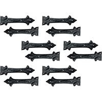 Coshik Exports Charnière à sangle antique en fonte 6,5 po Noir mat Rustique pour porte 1,0 po d'épaisseur Ouverture à 180 degrés 4 trous