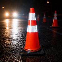 Cône de signalisation orange anti-collision de 750 mm avec bandes réfléchissantes, base lourde, cône de sécurité pour chantier routier