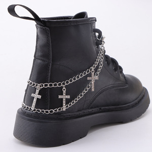 Double Layered Rhinestone Cross Shoe <b>Chain</b> Metal Decor For Martin <b>Boots</b> Casual Fashion Accessory - Product Image 1