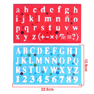 Règle à <span class=keywords><strong>dessin</strong></span> avec 2 gabarits <span class=keywords><strong>de</strong></span> lettres en plastique transparent et robuste Foska, avec 1 sachet OPP pour les étudiants, les artistes et les designers - Product Image 2