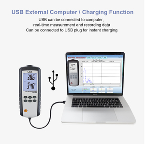 CEM DT-3880 เครื่องวัดความเร็วลมแบบใช้ลวดร้อน อินเทอร์เฟซ USB พร้อมเซ็นเซอร์วัดอุณหภูมิ แบบพกพา พร้อมจอ LCD สำหรับอุตสาหกรรม - Product Image 4