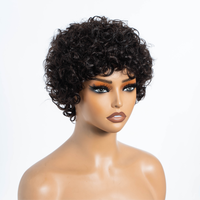 Perruque courte brésilienne bouclée en cheveux Remy, fabriquée à la machine, couleur photo, 100% cheveux vierges, densité 150%, coupée, pour femmes noires, pour WH