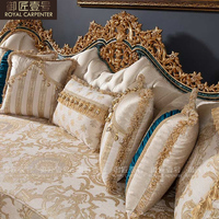 Ensemble de canapé trois places en bois massif de style européen, meubles de salon de grande villa, tissu brodé en soie, meubles de maison