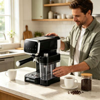 Anbolife - Cafetera Espresso Semiautomática de 20 Bares con Pantalla Táctil, Tanque de Leche, 1350 W, Máquina para Hacer Capuchino y Latte, OEM ODM