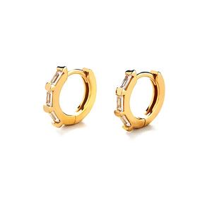 Joyería fina plata esterlina 925 18K chapado en oro cielo claro baguette corte circón aros pendientes - Product Image 1