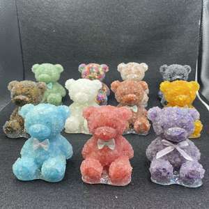 Vente en gros de gravier en cristal naturel mignon ours couché assis pour la maison décoration de voiture ornements gravé animal cadeau - Product Image 1