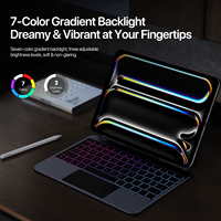 Clavier magnétique flottant en aluminium pour iPad Pro 11 2025 avec touches rétroéclairées 7 couleurs à mécanisme ciseaux et pavé tactile multipoint