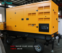 Groupe électrogène diesel silencieux portable/mobile de type remorque 200kw/kva 300kw/kva 400kw/kva 500kw/kva avec 1/3 phase 24v DC à vendre