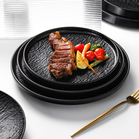 Assiettes de service haut de gamme en mélamine à motif pierre, pour salades, desserts et steaks, qualité alimentaire, compatibles lave-vaisselle, pour hôtels