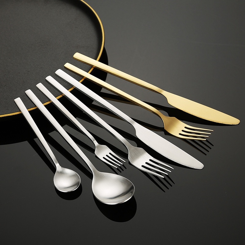 18/0 Stainless Steel Bulk Gold Wedding Matte Cutlery Flatware Set 5 Piece Set Knife Spoon Fork Modern for Hotels Restaurants · image 4