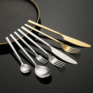 18/0 thép không gỉ số lượng lớn Vàng đám cưới Matte dao kéo Flatware Set 5 Piece Set Knife Spoon <span class=keywords><strong>Fork</strong></span> hiện đại cho khách sạn nhà hàng - Product Image 4