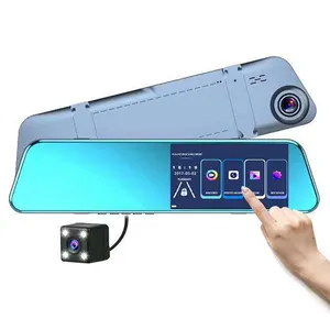 Camera Dvr Màn Hình Cảm Ứng 5 Inch Cho Xe Hơi Máy Quay Video Gương Xe Hơi Hd 1080P Với Camera Chiếu Hậu