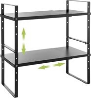 Noir 2-Pack extensible armoire étagère organisateur support comptoir de cuisine hauteur réglable étagères de rangement support étagère à épices stockage
