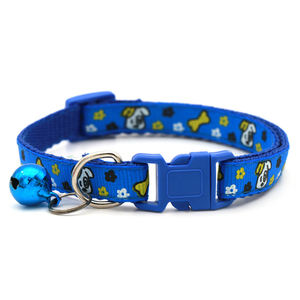 Super mignon collier <span class=keywords><strong>6</strong></span> couleurs pour chien et chat cou réglable avec petite cloche solide polyester nylon matériel caractéristiques animaux os imprimer - Product Image 4