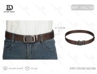 Cintura da uomo in pelle intrecciata 4.0cm 125cm con fibbia in ferro color caffè, stile a coste - Product Image 3