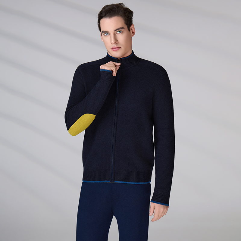 Wholesale Winter Luxury Wool Jumper Designer Long Sleeve Zip Sweater Jacket Patch Custom Knit Personalized Cardigan For Men
