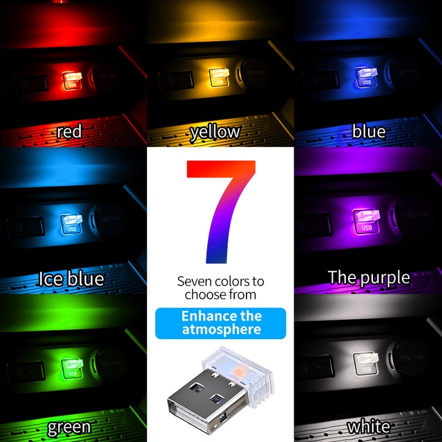 Car Interior Atmosphere Light Small Night Light Decoration Mini Universal USB Colorful Touch Voice Controlled Atmosphere Light