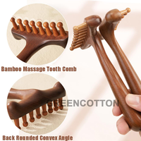 Masseur de cuir chevelu en bois avec logo personnalisé, masseur de cuir chevelu en forme de T avec poignée ronde et picots, outils de massage du cuir chevelu pour la tête et le corps