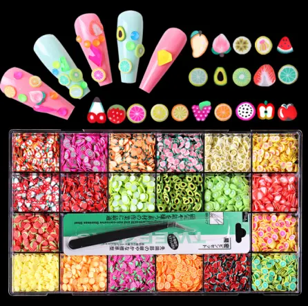 Jieniya Luxury 20 Grid Box Set press on nail DIY bow tie moon and stars fruit halloween Nail Art Accessories with tweezers