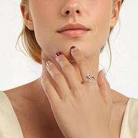Bague ouverte en argent sterling 925 avec flèche en BSR666-E populaire en argent oxydé CZ et réglage du cœur pour les mariages et les fêtes