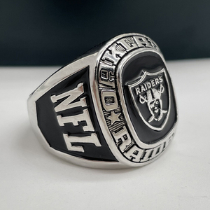 Anello da uomo 2022 Oakland Raiders in lega di alta qualità, <span class=keywords><strong>design</strong></span> a ventaglio, colore argento e oro, per il campionato di football americano - Product Image 3