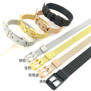 สายนาฬิกาข้อมือสแตนเลสสตีลแบบตาข่าย ปรับขนาดได้ 6-18 มม. สำหรับผู้หญิงผู้ชาย สายรัดข้อมือ เครื่องประดับ สีเงิน สีทอง สีโรสโกลด์ สีดำ - Product Image 1